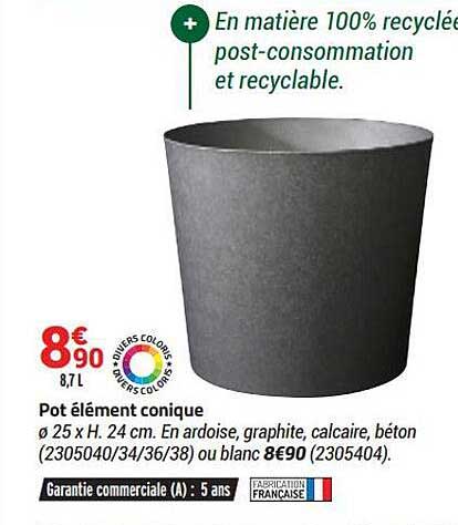pot élément conique