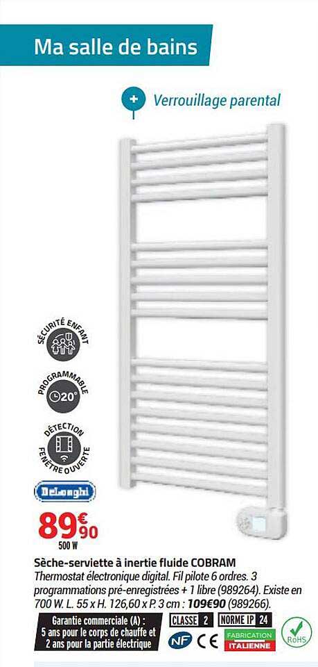 sèche-serviette à inertie fluide cobram