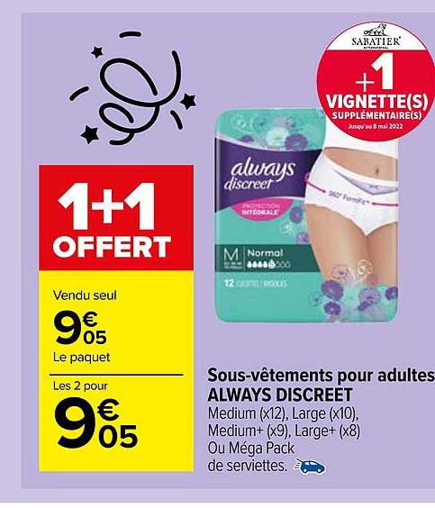 sous-vêtements pour adultes always discreet
