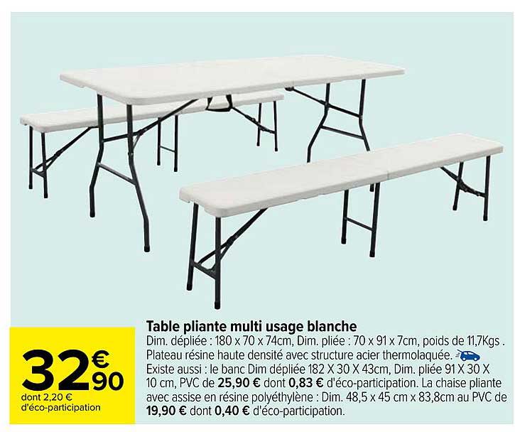 table pliante multi usage blanche