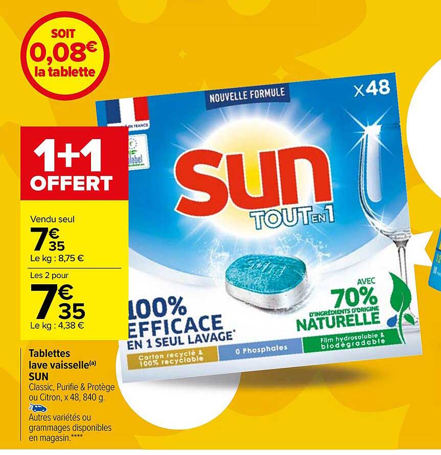 tablettes lave vaisselle sun