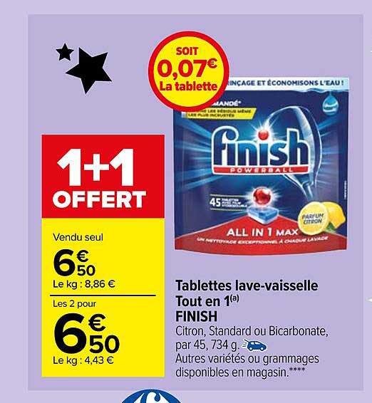tablettes lave-vaisselle tout en 1 finish