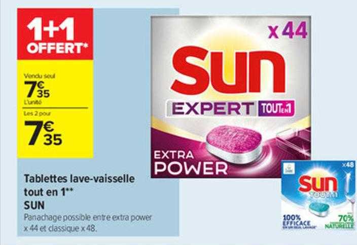 tablettes lave-vaisselle tout en 1 sun