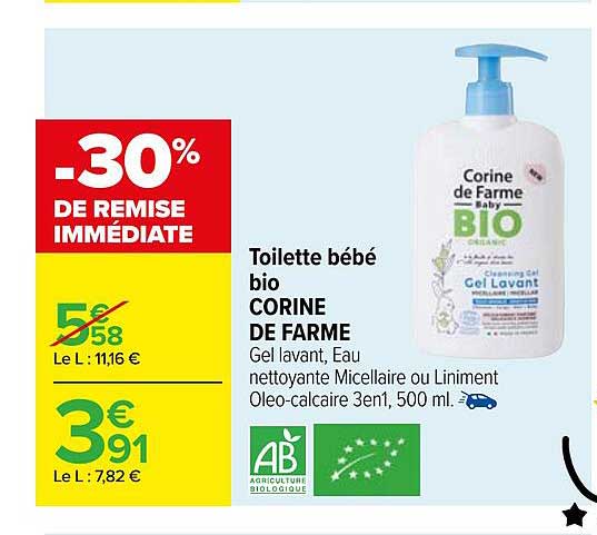 Toilette Bébé Bio Corine De Farme
