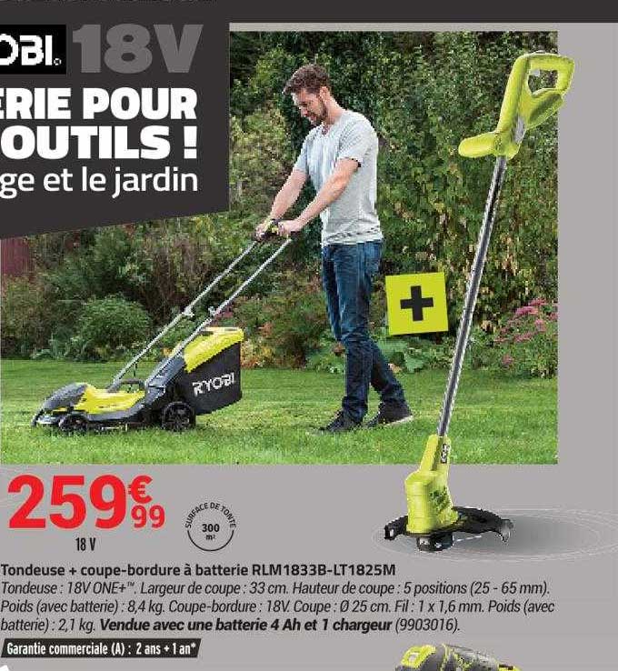 tondeuse + coupe-bordure à batterie rlm1833b-lt1825m