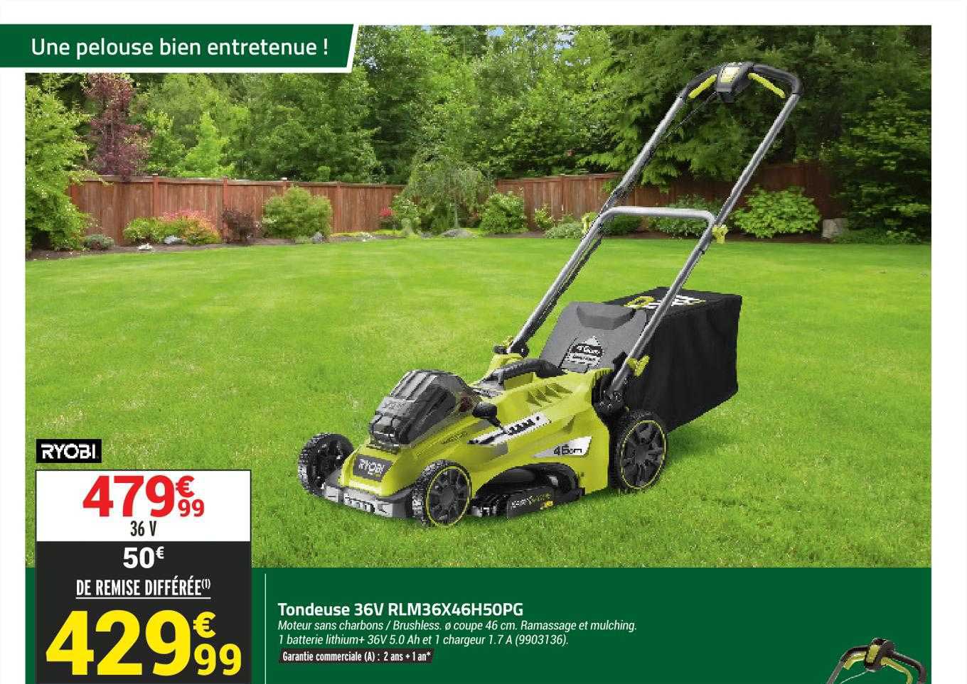 tondeuse 36v rlm36x46h50pg ryobi