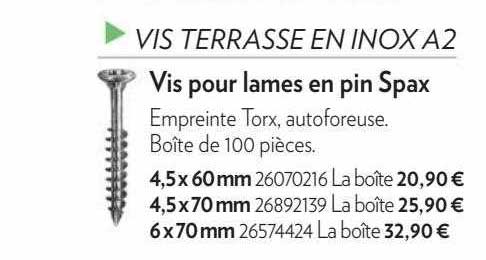 vis pour lames en pin spax