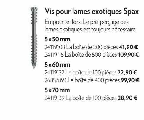 vis pour lames exotiques spax