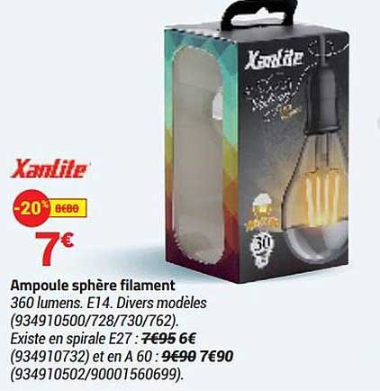 xanlite ampoule sphère filament