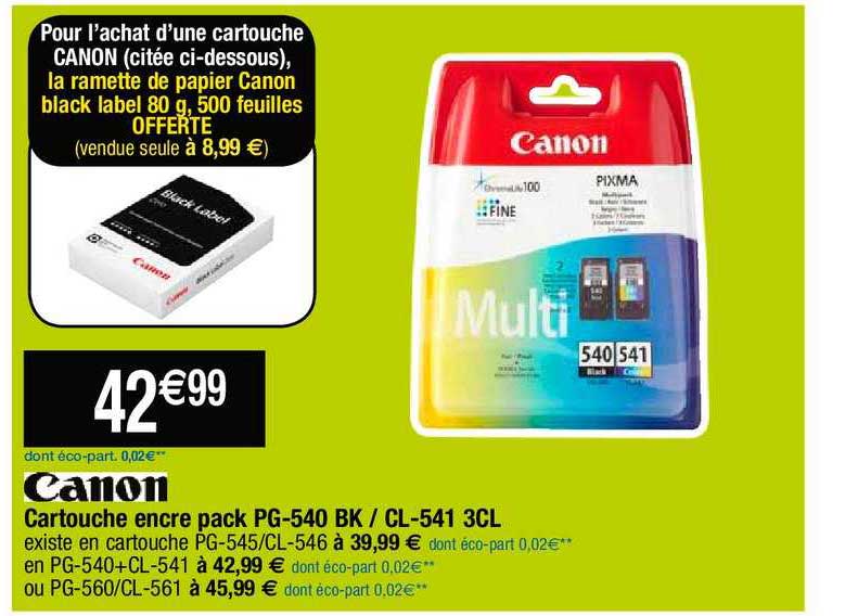 cartouche encre pack pg-540 bk-cl-541 3cl canon