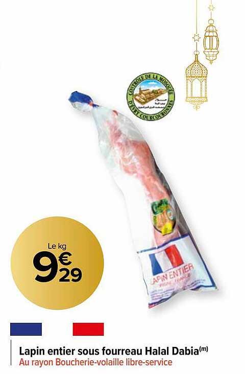 lapin entier sous fourreau halal dabia