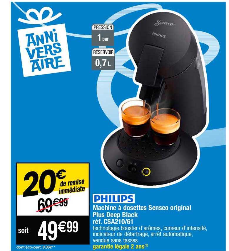 machine à dosettes senseo original plus deep black philips