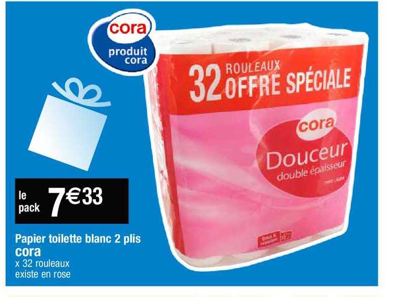 papier toilette blanc 2 plis cora