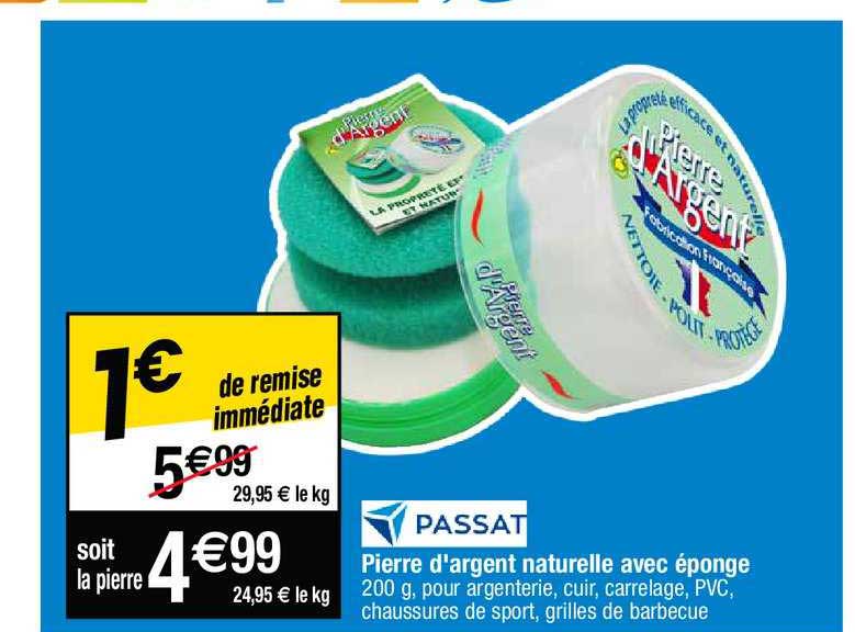 pierre d'argent naturelle avec éponge passat