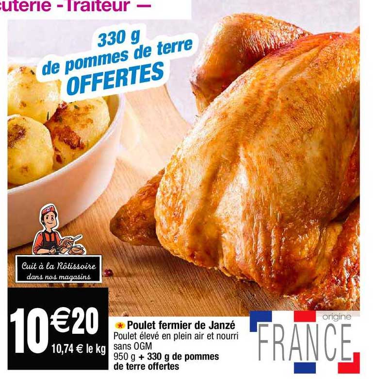 poulet fermier de janzé + 330 g de pommes de terre offertes