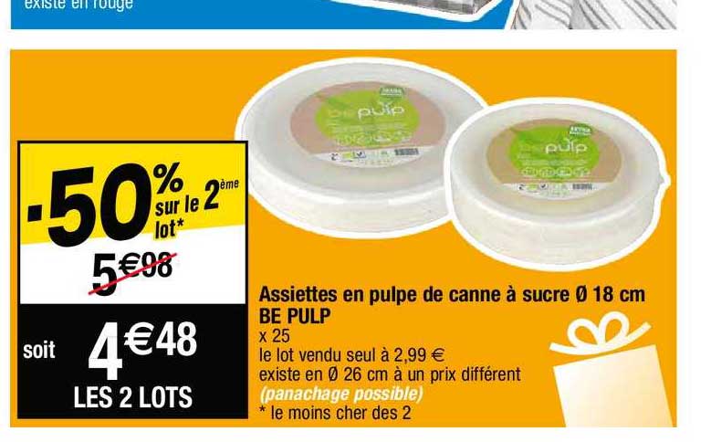 assiettes en pulpe de canne à sucre ø 18 cm be pulp