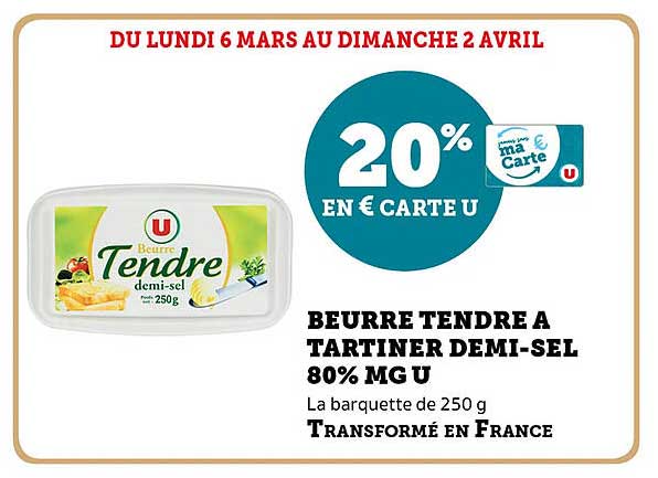 beurre tendre à tartiner demi-sel 80% mg u