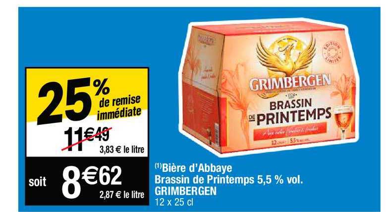 bière d'abbaye brassin de printemps 5,5% vol. grimbergen