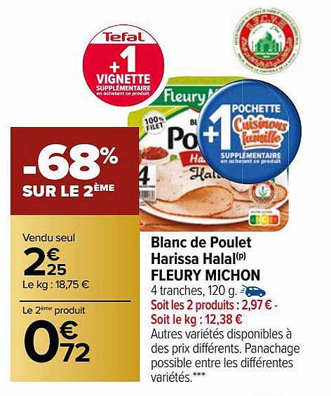 blanc de poulet harissa halal fleury michon