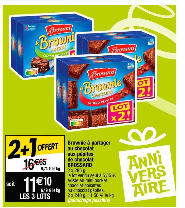 brownie à partager au chocolat aux pépites de chocolat brossard