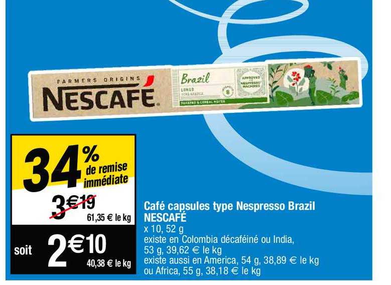 café capsules type nespresso brazil nescafé