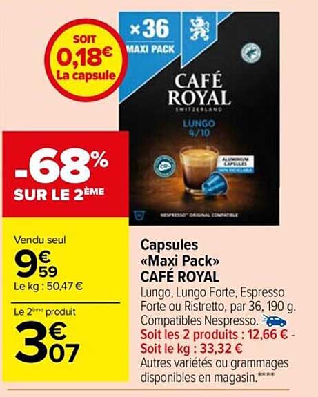 Capsules «maxi Pack» Café Royal