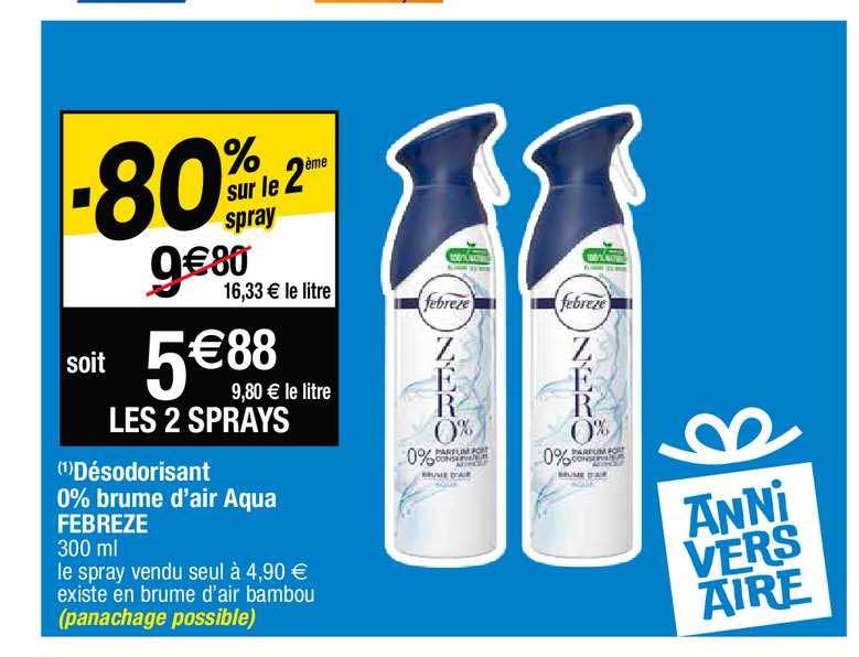 désodorisant 0% brume d'air aqua febrèze