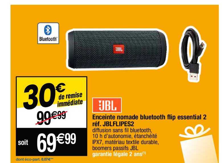 enceinte nomade bluetooth flip essential 2 jbl