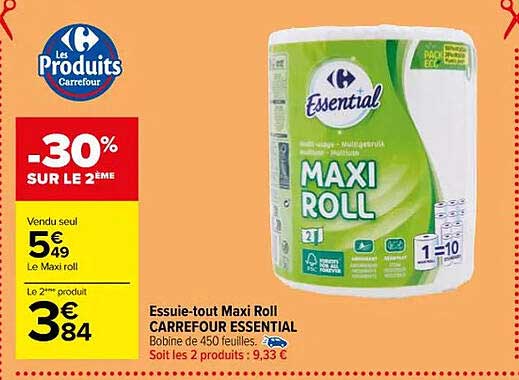 essuie-tout maxi roll carrefour essential