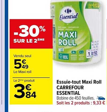 essuie-tout maxi roll carrefour essential