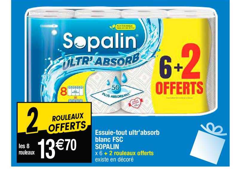 essuie-tout ultr'absorb blanc fsc sopalin