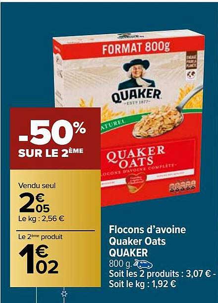flocons d'avoine quaker oats quaker