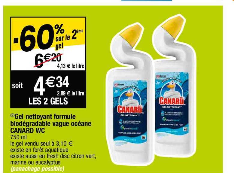 gel nettoyant formule biodégradable vague océane canard wc