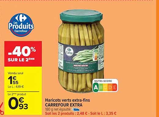 haricots verts extra-fins carrefour extra