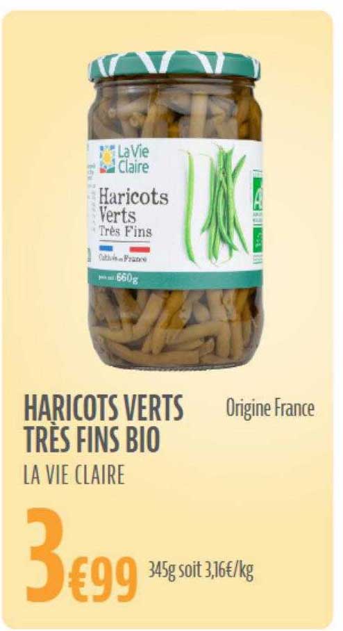 haricots verts très fins bio la vie claire