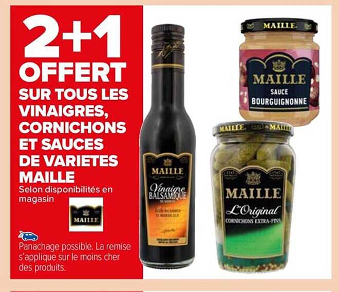 les vinaigres, cornichons et sauces de variétés maille