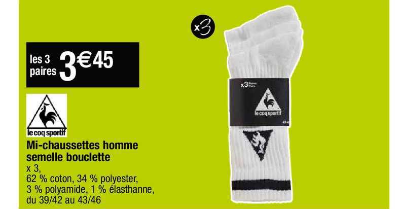 mi-chaussettes homme semelle bouclette le coq sportif