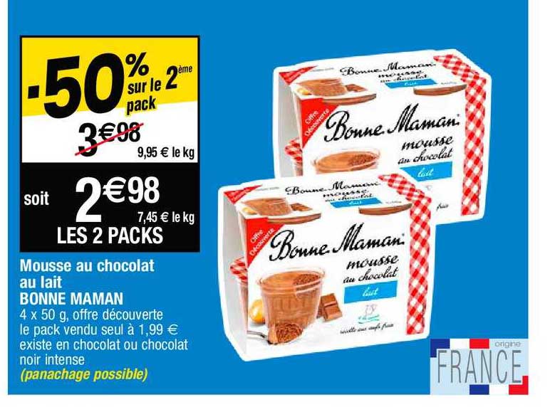 mousse au chocolat au lait bonne maman