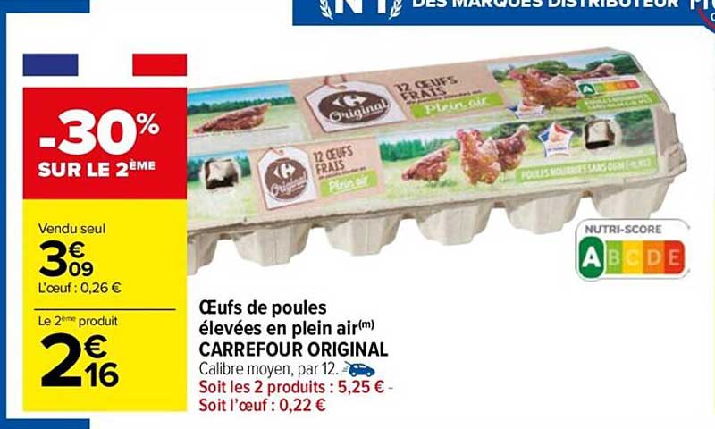 œufs de poules élevées en plein air carrefour original