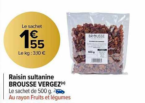 raisin sultanine brousse vergez