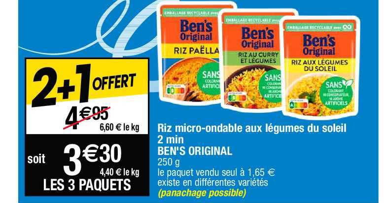 riz micro-ondable aux légumes du soleil 2 min ben's original