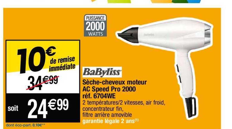 sèche-cheveux moteur ac speed pro 2000 babyliss