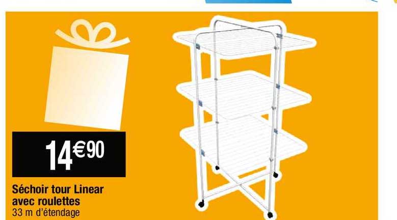 séchoir tour linear avec roulettes