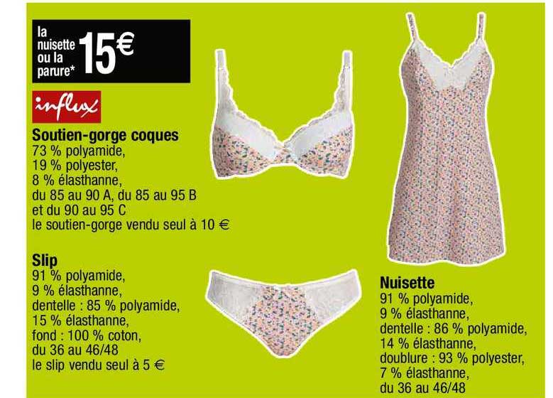 soutien-gorge coques influx, slip influx, nuisette influx