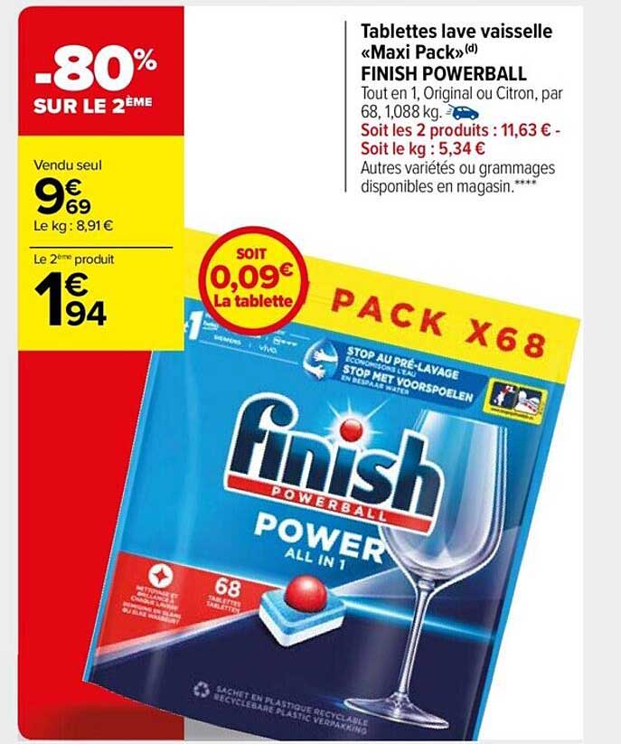 tablettes lave vaisselle «maxi pack» finish powerball