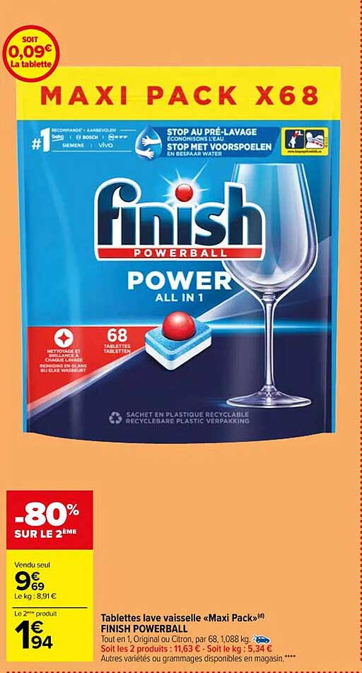 tablettes lave-vaisselle «maxi pack» finish powerball