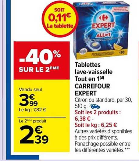 tablettes lave-vaisselle tout en 1 carrefour expert