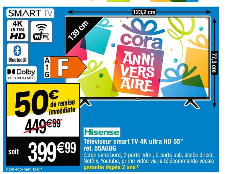 Téléviseur Smart Tv 4k Ultra Hd 55" Hisense