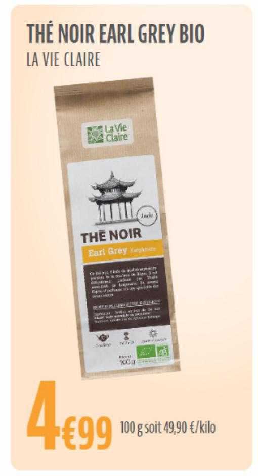 thé noir earl grey bio la vie claire