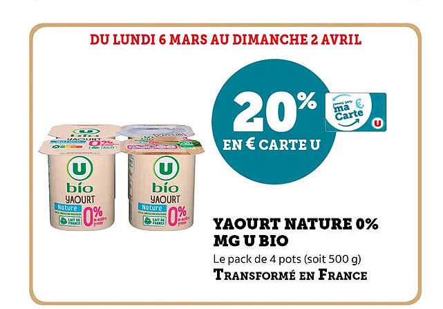 Yaourt Nature 0% Mg U Bio